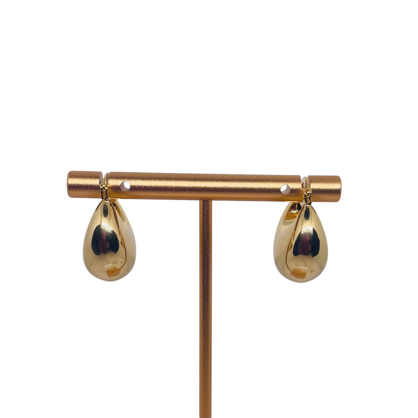 Gold Polished Dome Hoop Earrings