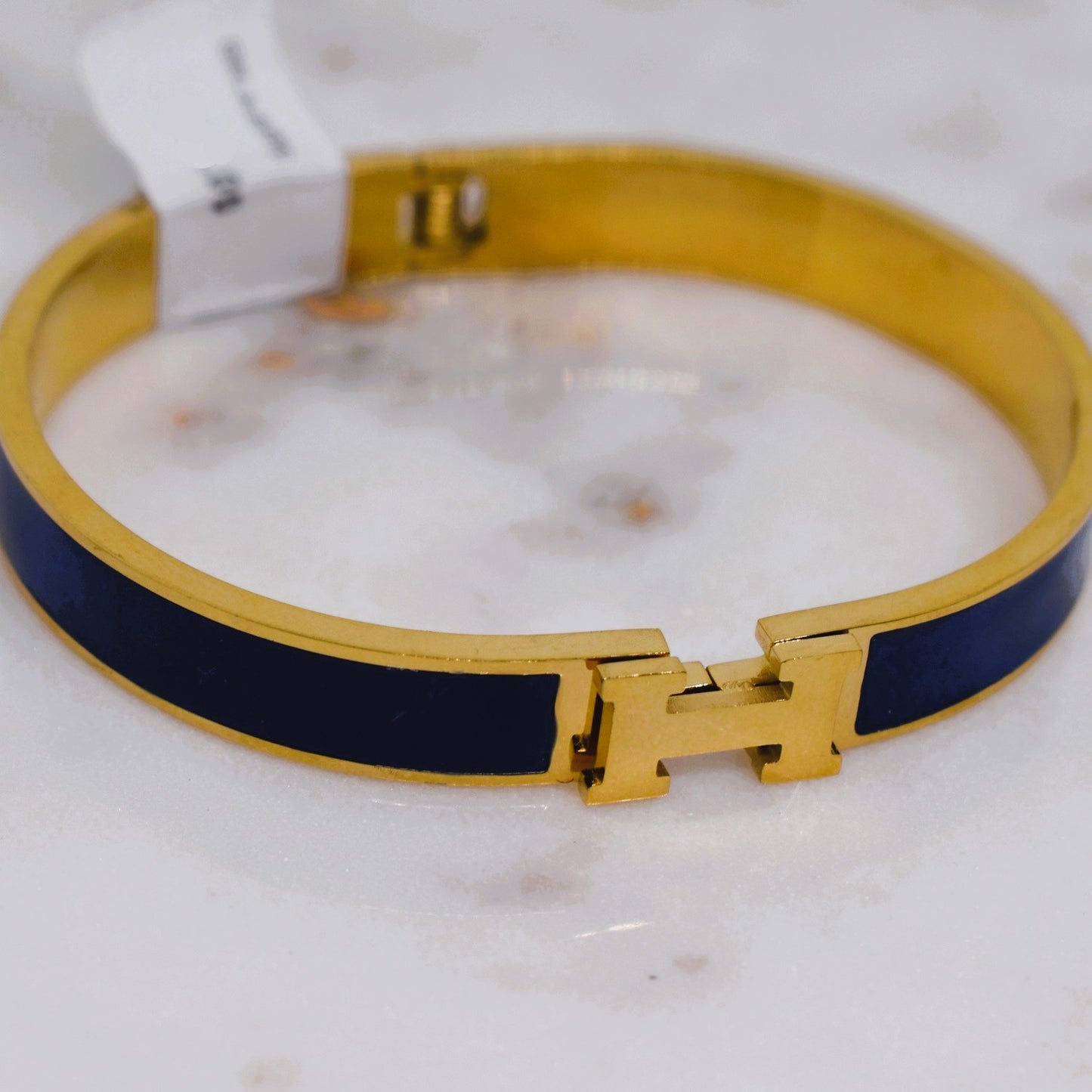 H-Link Enamel Bangle – Navy & Gold