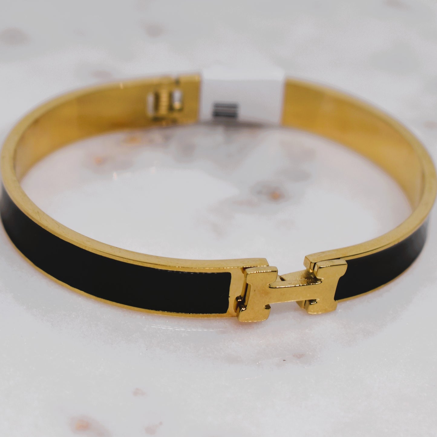 H-Link Enamel Bangle – Navy & Gold