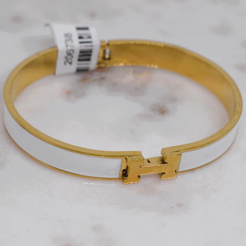 H-Link Enamel Bangle – Navy & Gold