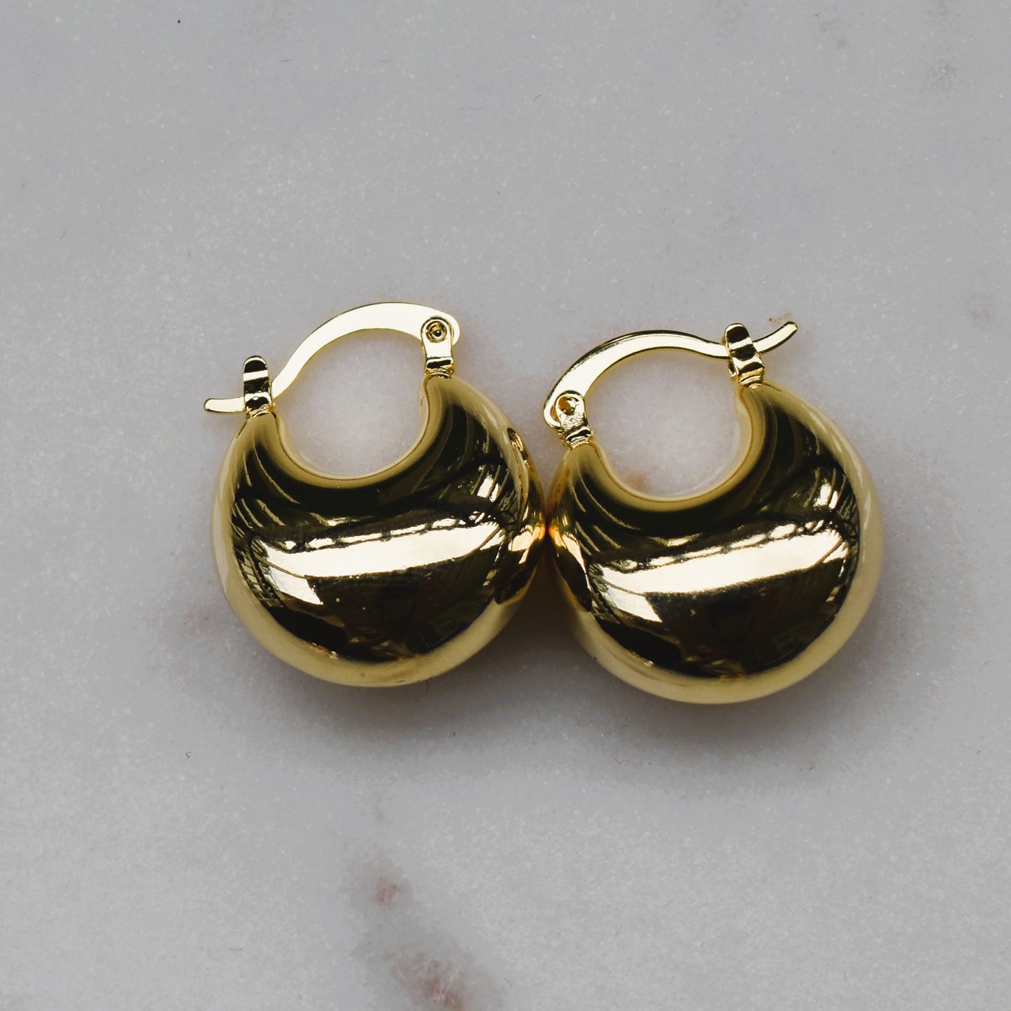 Gold Polished Dome Hoop Earrings