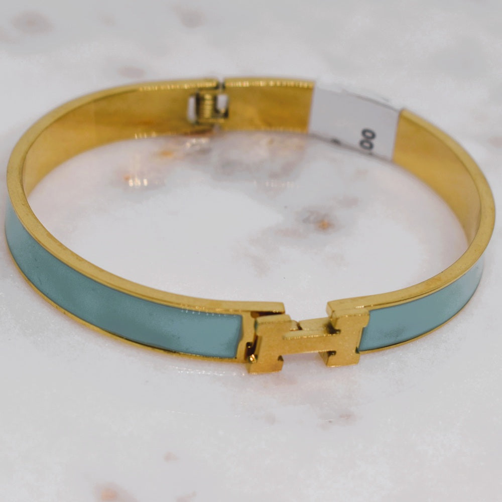 H-Link Enamel Bangle – Navy & Gold