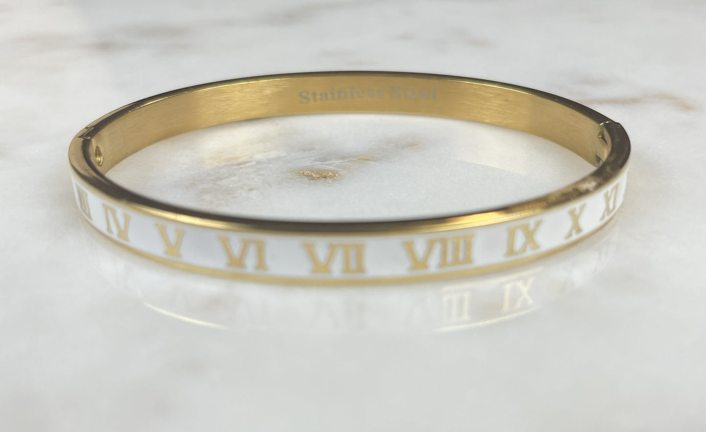 Roman Numeral Bangle Bracelet – Stainless Steel