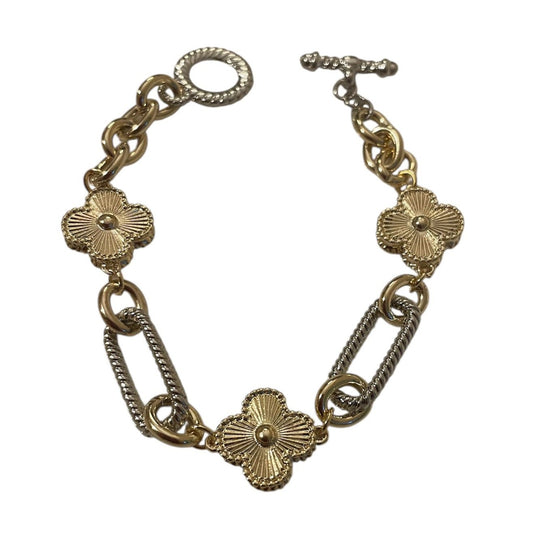 Two-Tone Floral Link Bracelet
