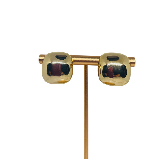 Gold Cushion Dome Stud Earrings