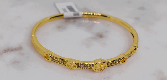 Gold Plated Bangle Bracelet with Crystal Accents
