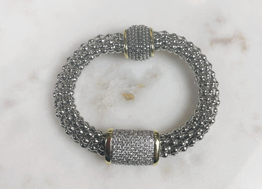 Sparkling Pave & Silver-Tone Mesh Bracelet
