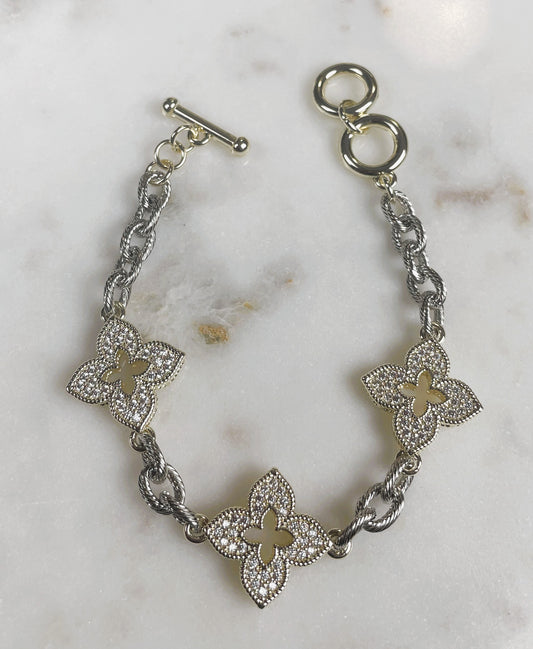 Two-Tone Clover Charm Bracelet