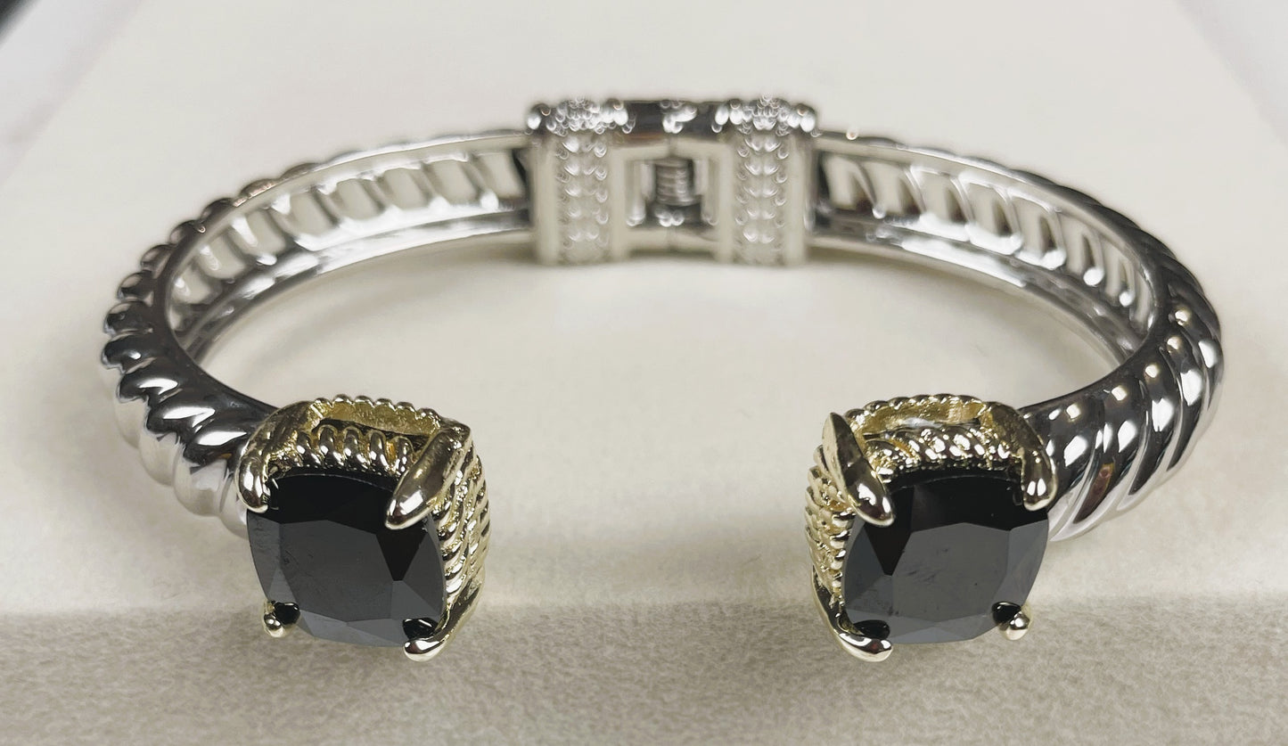 Stunning Two-Tone Cubic Zirconia Cuff Bracelet