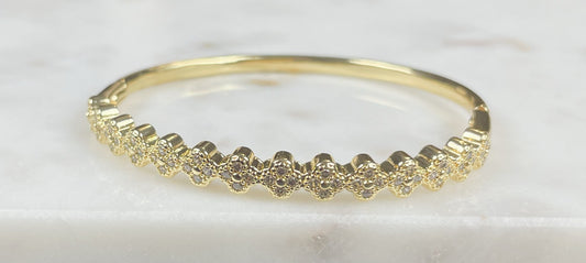 Gold Plated Floral Rhinestone Bracelet